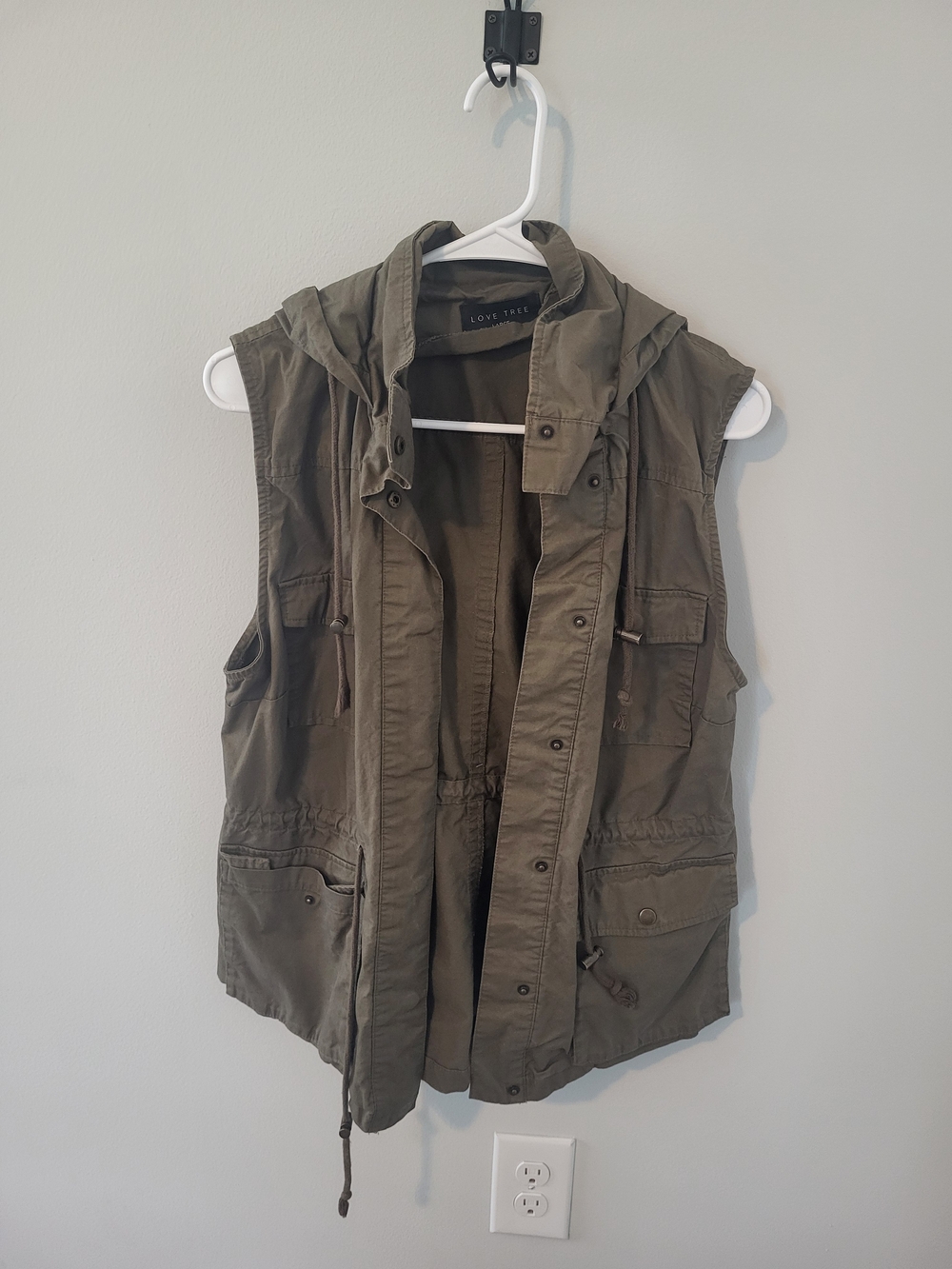 Love Tree Olive Hooded Utility Vest